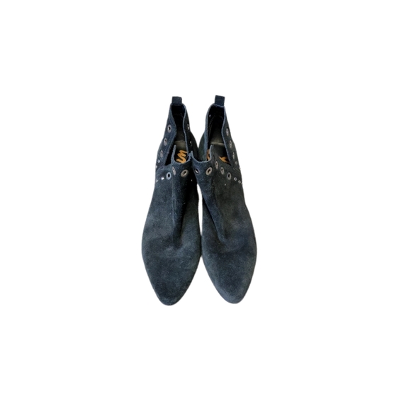 Sam Edelman "Rubin" Grommet Studded V-Cut Suede Ankle Bootie Black/Silver 11 - Picture 2 of 6